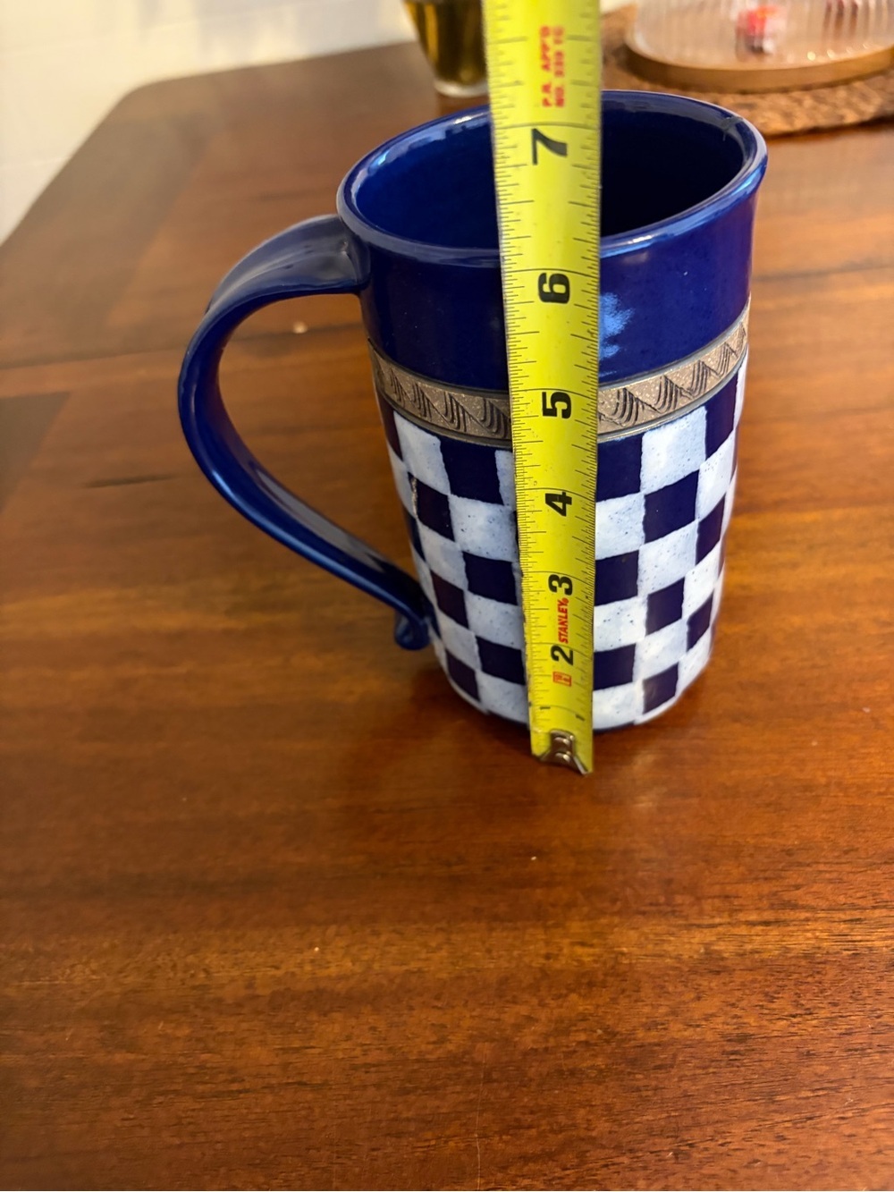 Paris Checkered Mug Blue And White - Picture 7 of 9